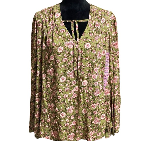JESSICA SIMPSON LONG SLEEVED BOHEMIAN BELL SLEEVED BLOUSE SZ SM NWTS - Picture 1 of 8